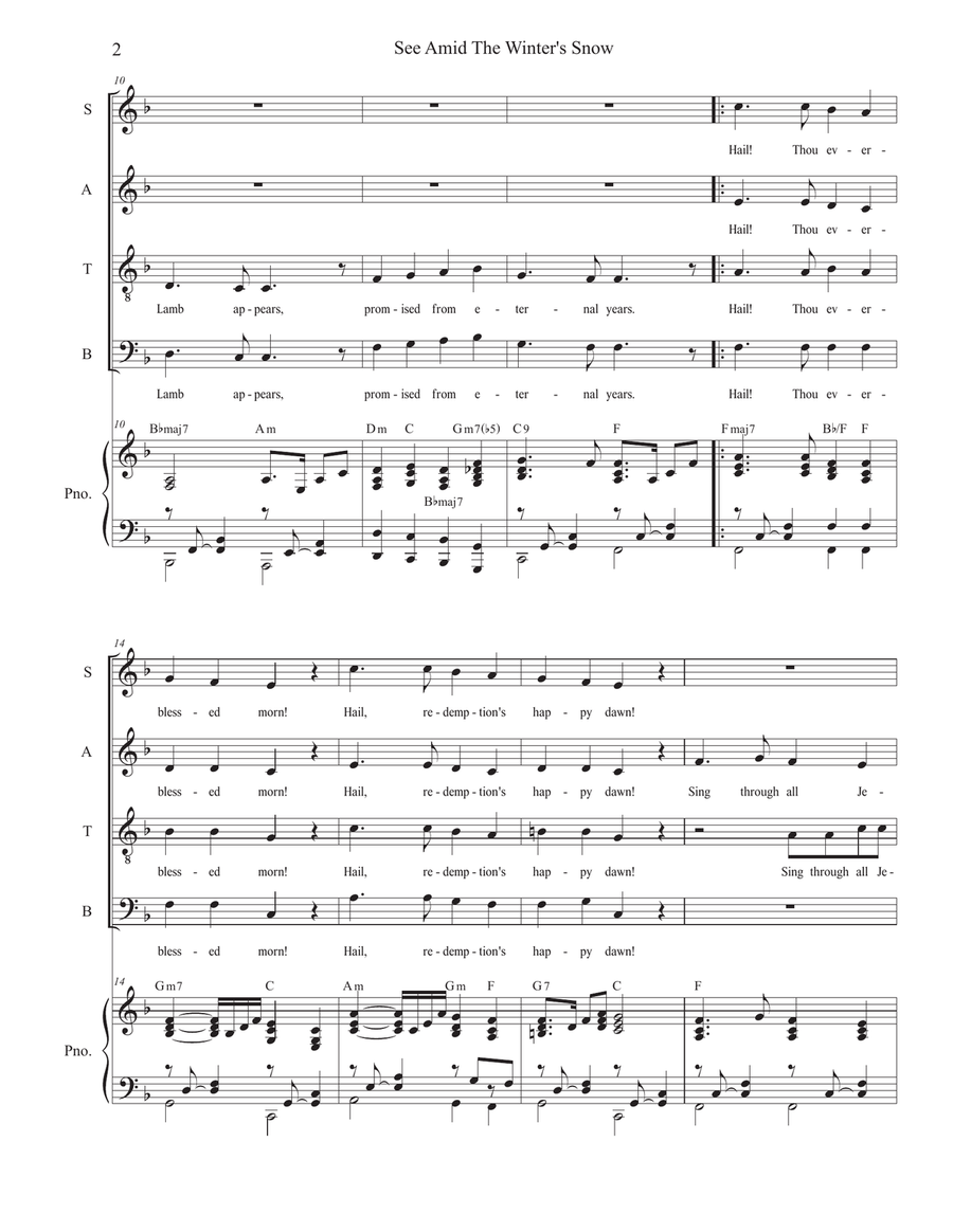 See Amid The Winter's Snow (SATB) 4-Part scores gallery preview page 2