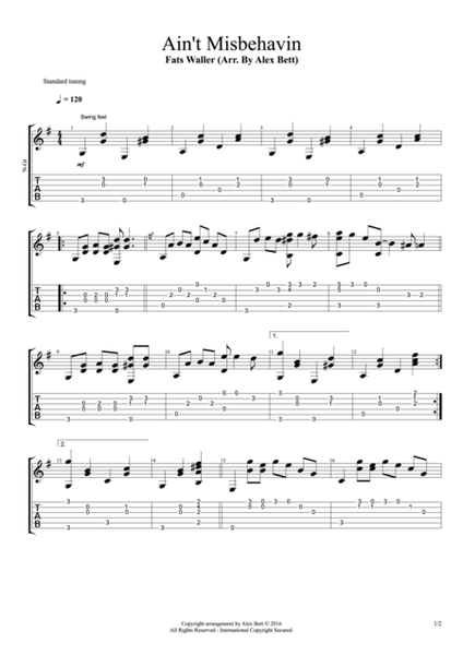 Ain't Misbehavin (Fingerstyle Guitar) image number null