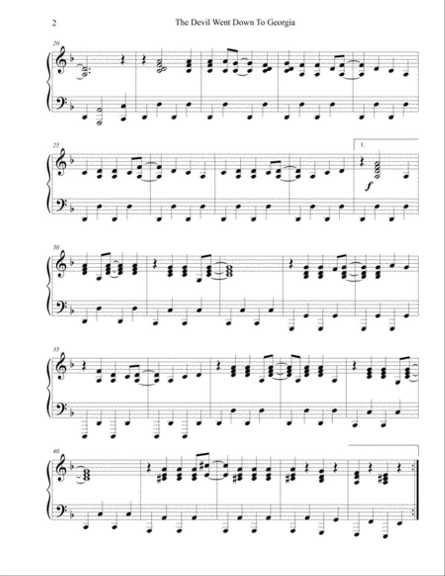 The Devil Went Down To Georgia Piano Solo scores gallery preview page 3