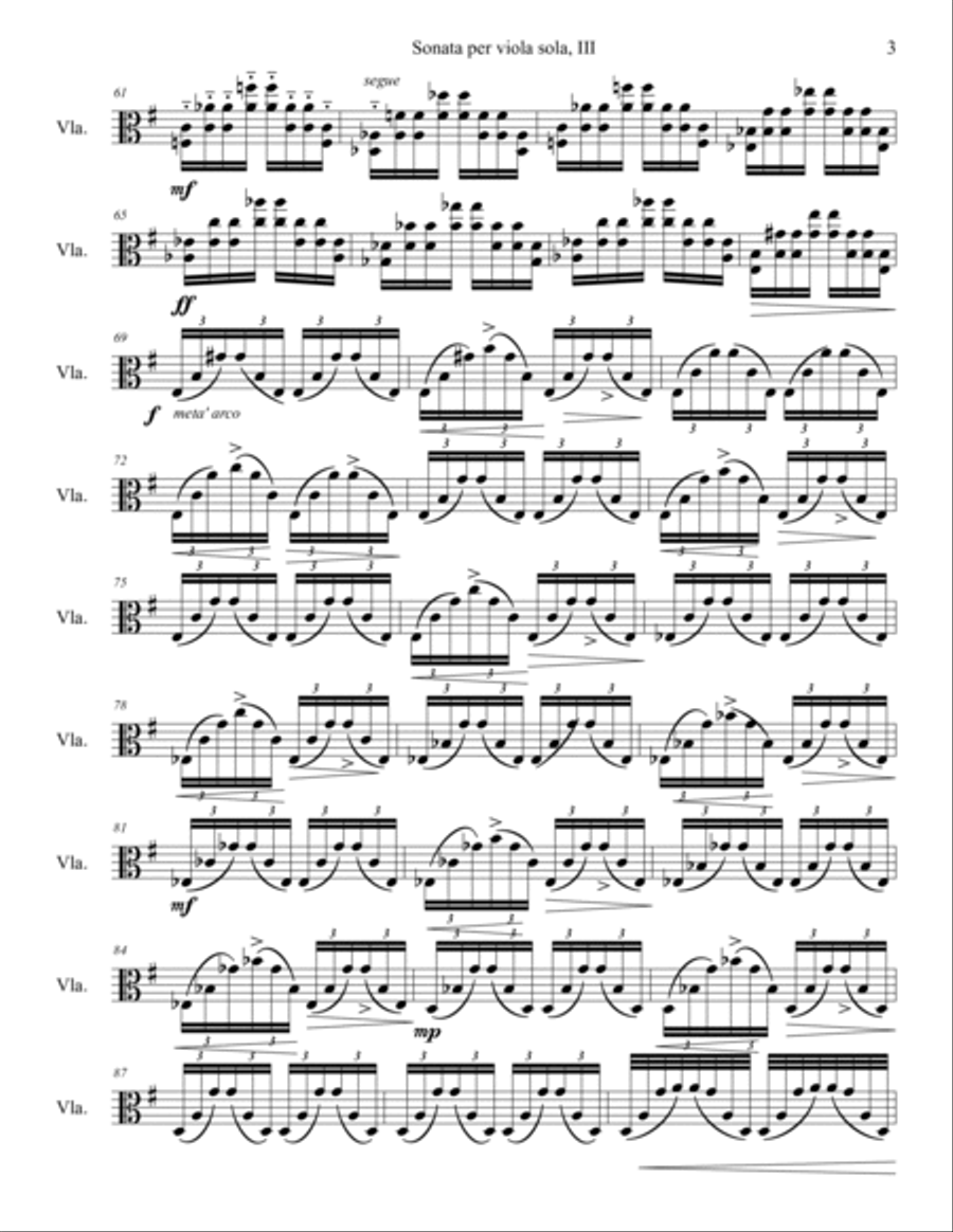 Sonata per viola sola, III: Tarantella-Fantasia Viola Solo scores gallery preview page 3