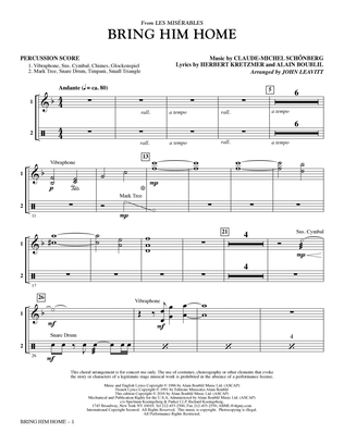 Book cover for Bring Him Home (from Les Miserables) (arr. John Leavitt) - Percussion Score