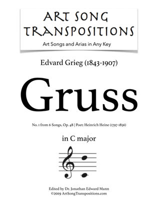 Book cover for GRIEG: Gruss, Op. 48 no. 1 (transposed to C major)