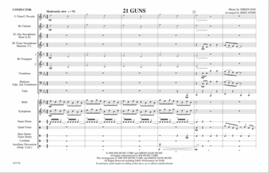 21 Guns: Score Marching Band scores gallery preview page 1