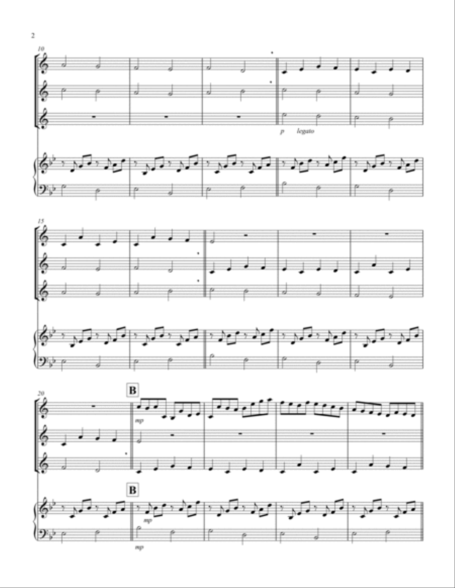 Canon (Pachelbel) (Bb) (Soprano Saxophone Trio, Keyboard) Chamber Music scores gallery preview page 2