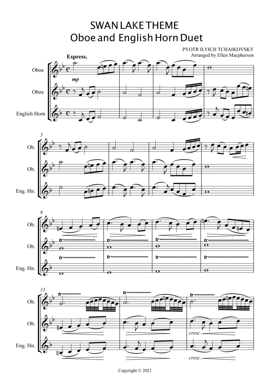 TCHAIKOVSKY SWAN LAKE THEME OBOE AND ENGLISH HORN DUET