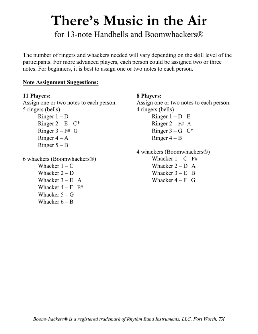 There's Music in the Air (for 13-note Bells and Boomwhackers with Color Coded Notes) Handbell Choir scores gallery preview page 4