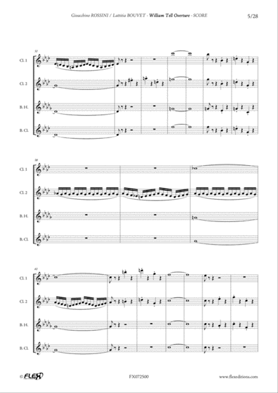 William Tell Overture Clarinet Quartet scores gallery preview page 5