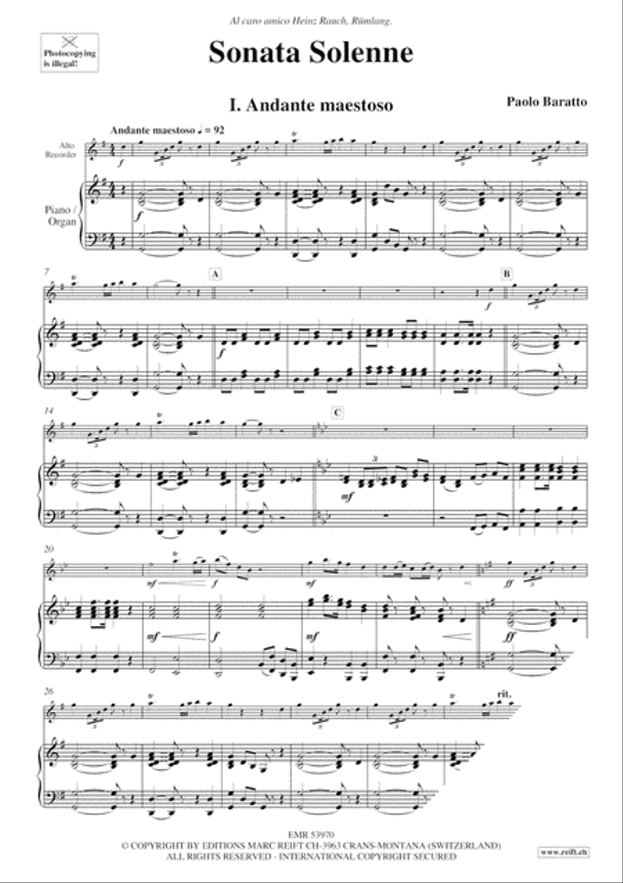 Sonata Solenne Alto Recorder scores gallery preview page 4