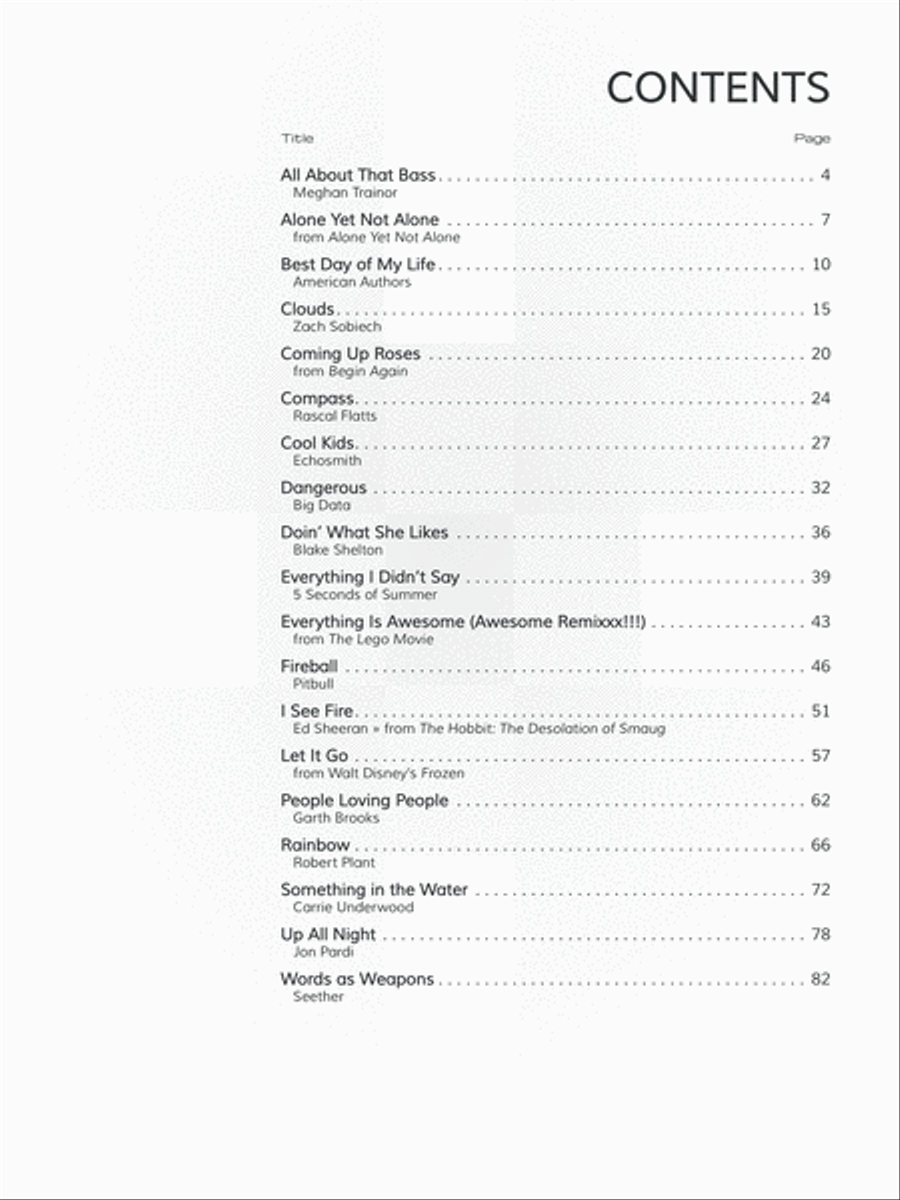 2015 Rock & Pop Chart Hits for Guitar Electric Guitar scores gallery preview page 3