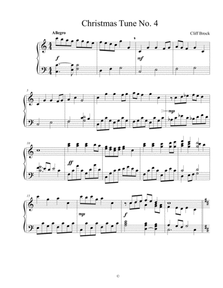 Christmas Tune No. 4 Easy Piano - Digital Sheet Music
