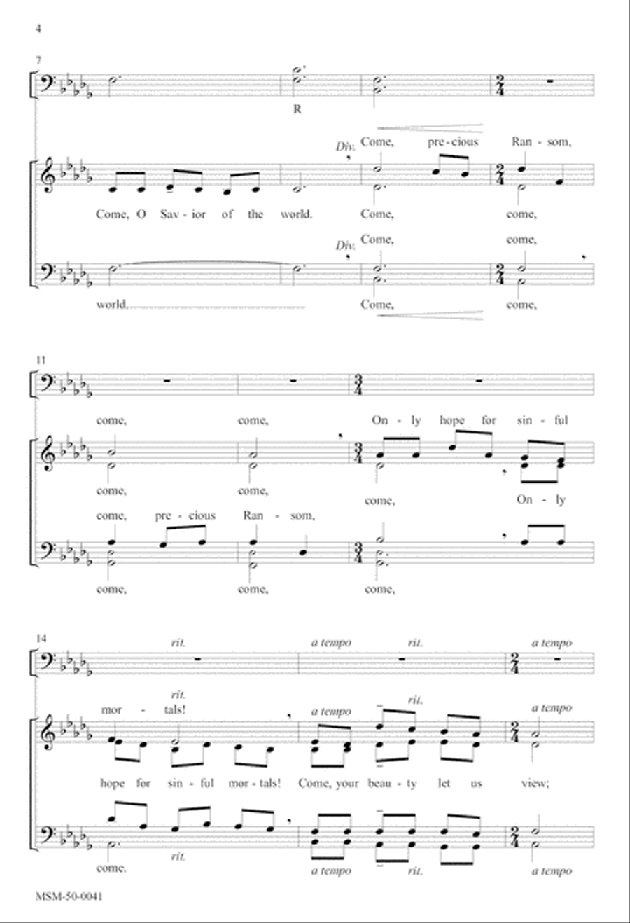 Come, O Precious Ransom Come, O Precious Ransom 4-Part scores gallery preview page 2
