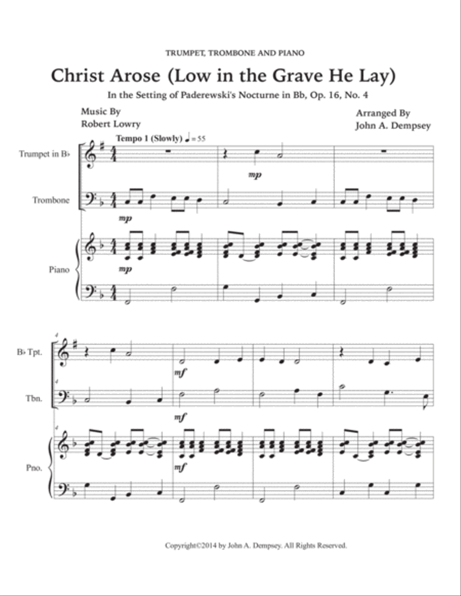 He Arose (Trio for Trumpet, Trombone and Piano) Brass Trio scores gallery preview page 5