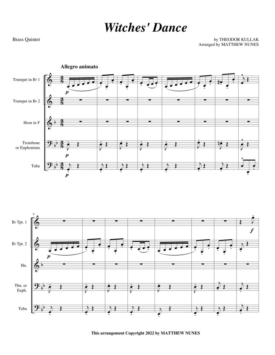 Witches' Dance Chamber Music scores gallery preview page 1