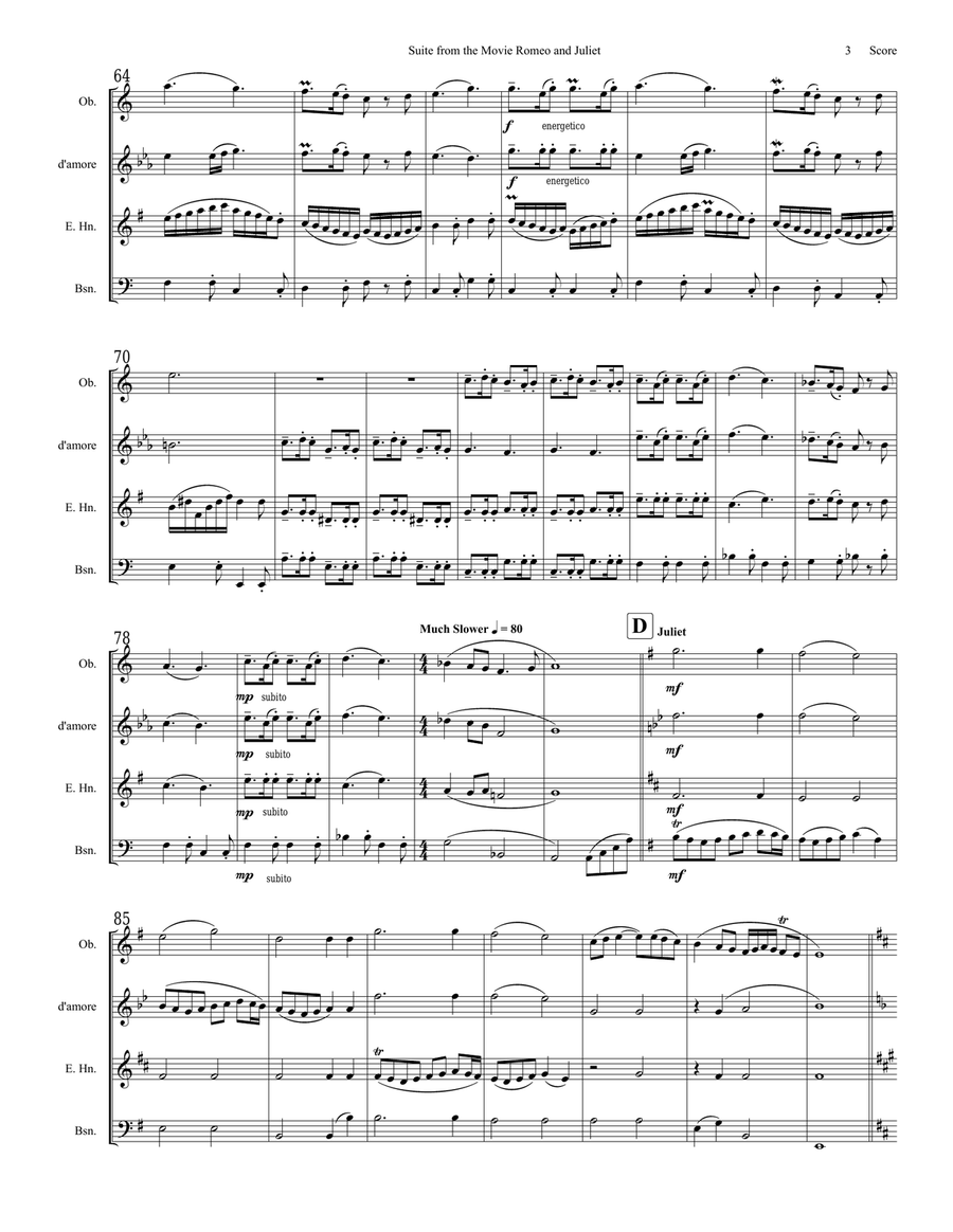Suite: Romeo; Juliet; The Feast At The House Of Capulet; Did My Heart Love 'til Now/love Theme String Quartet scores gallery preview page 4