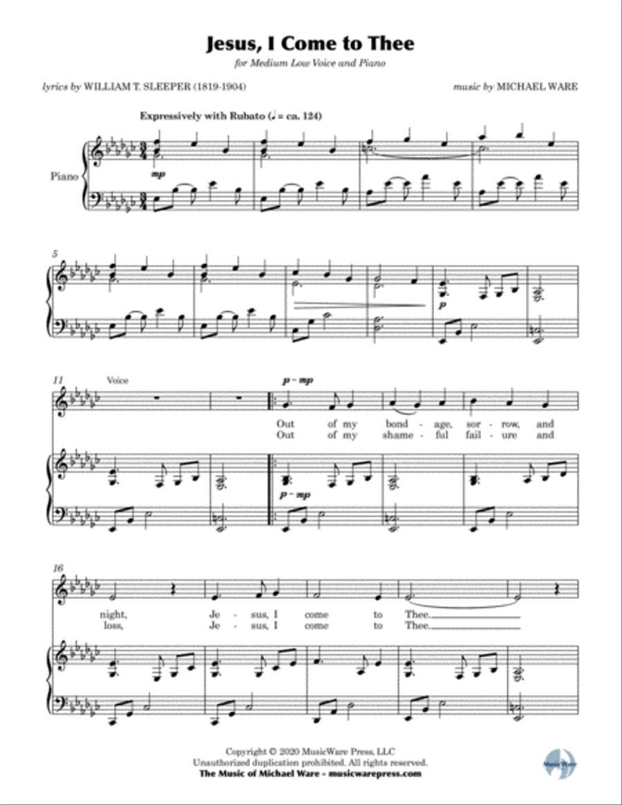Jesus, I Come to Thee (Medium Low Voice) Low Voice scores gallery preview page 2