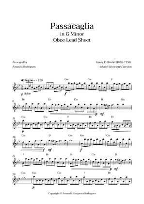 Passacaglia - Easy Oboe Lead Sheet in Gm Minor (Johan Halvorsen's Version)