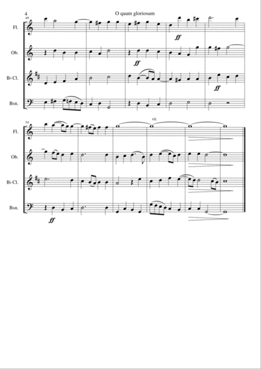 O quam gloriosum (Oh how glorious) for wind quartet O quam gloriosum (Oh how glorious) for wind quartet Woodwind Quartet scores gallery preview page 4
