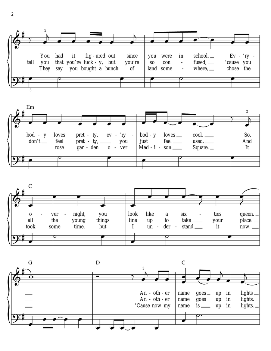 The Lucky One Easy Piano scores gallery preview page 2