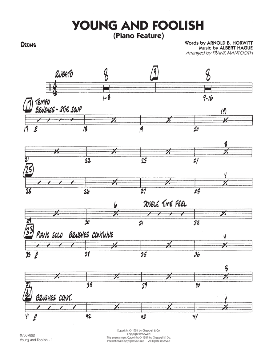 Young And Foolish - Drums Jazz Ensemble scores gallery preview page 1