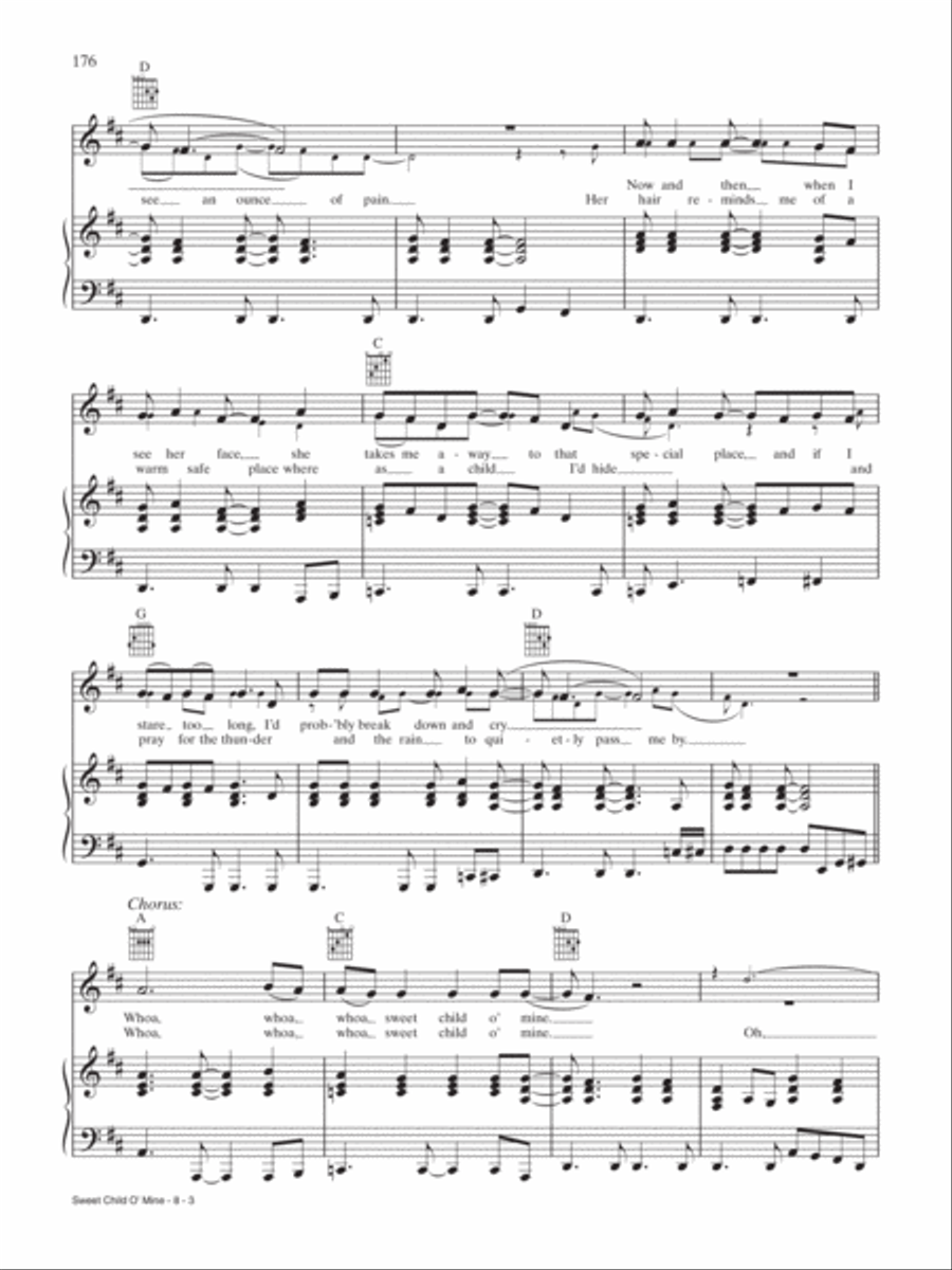 Sweet Child O' Mine Piano, Vocal, Guitar scores gallery preview page 3