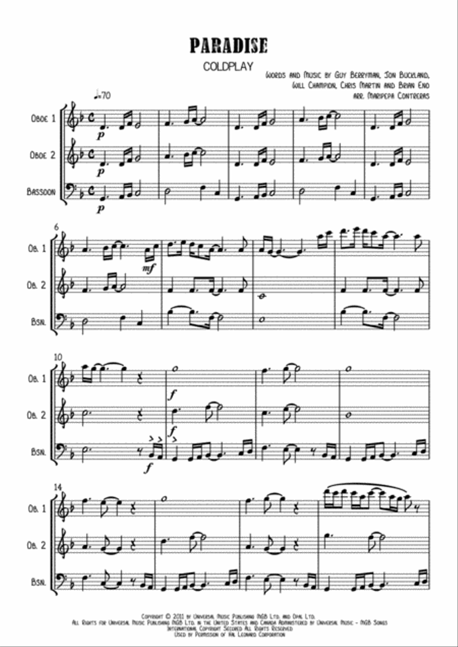 Paradise Woodwind Trio scores gallery preview page 1