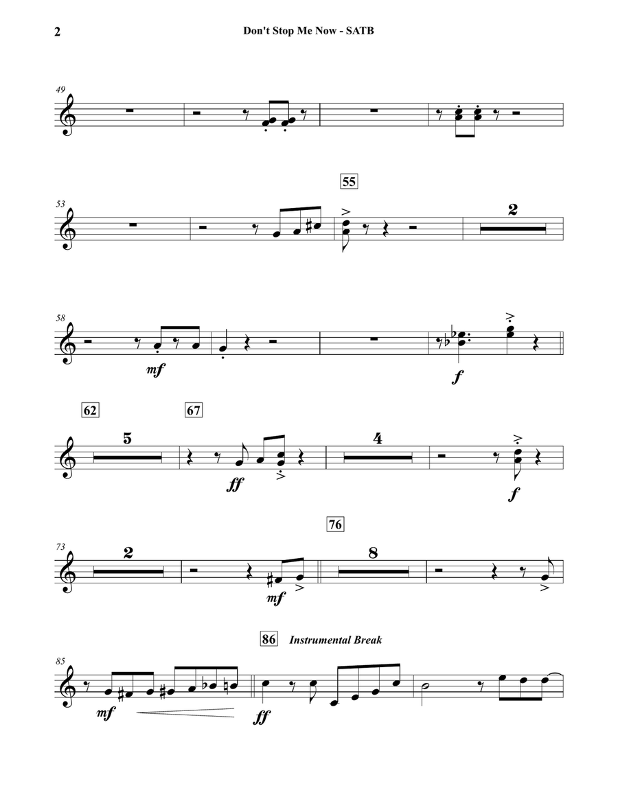 Don't Stop Me Now Concert Band scores gallery preview page 2