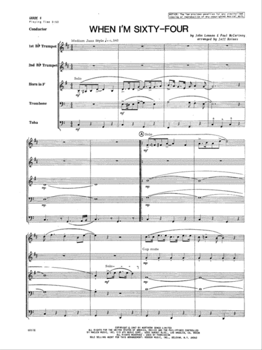 When I'm Sixty-Four Horn scores gallery preview page 4