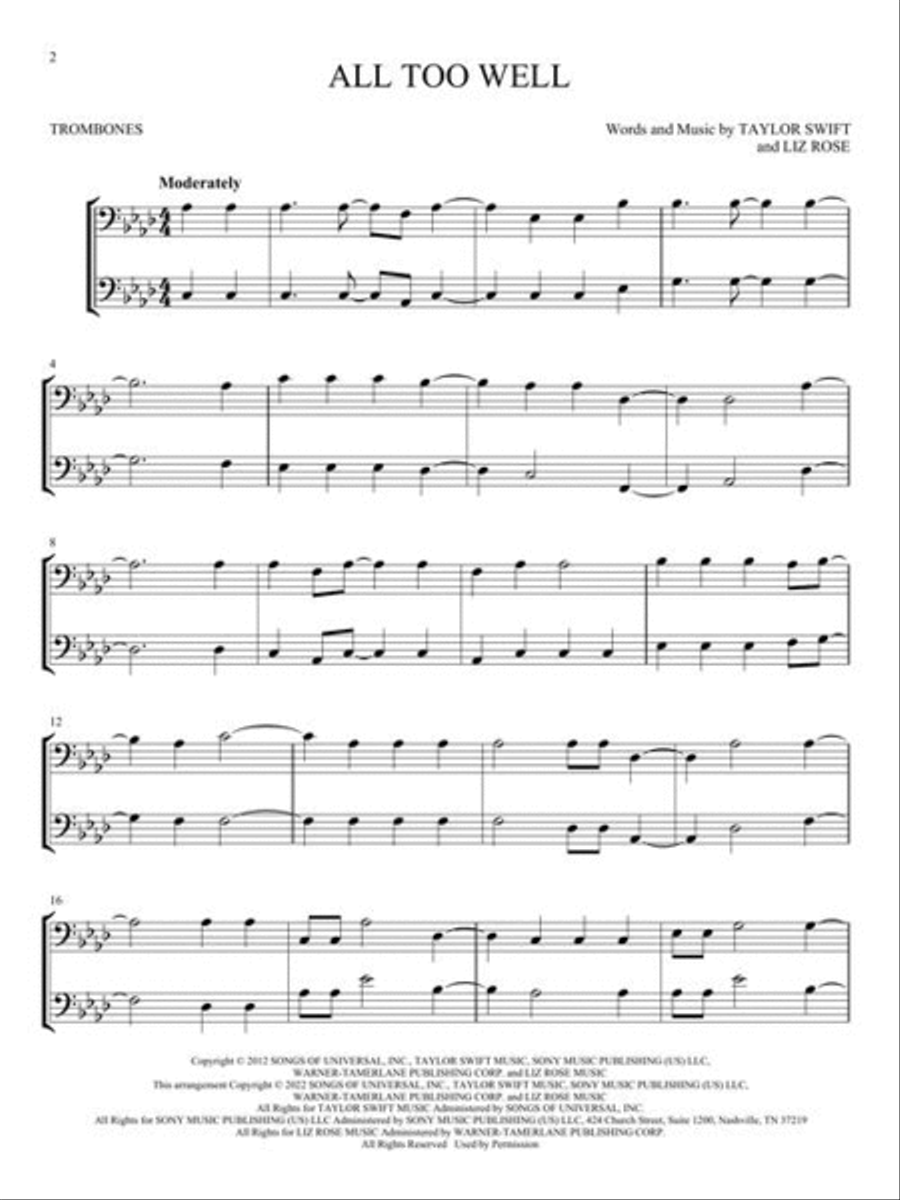 Chart Hits for Two Trombone scores gallery preview page 4