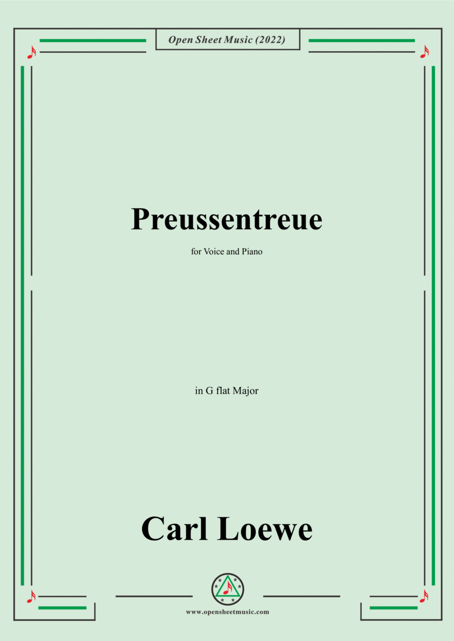 Loewe-Preussentreue,in G flat Major,for Voice and Piano Voice Solo scores gallery preview page 1