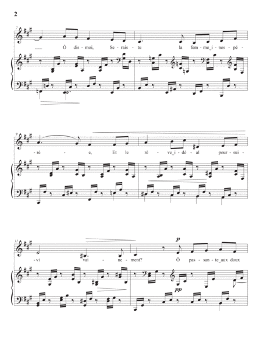 FAURÉ: Rencontre, Op. 21 no. 1 (transposed to A major) Voice scores gallery preview page 3
