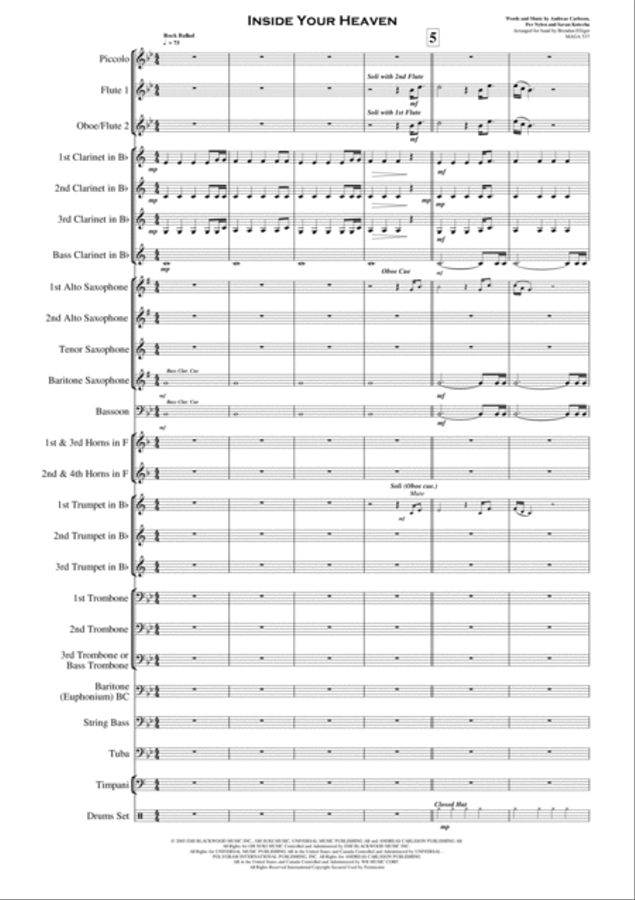 Inside Your Heaven Concert Band scores gallery preview page 2