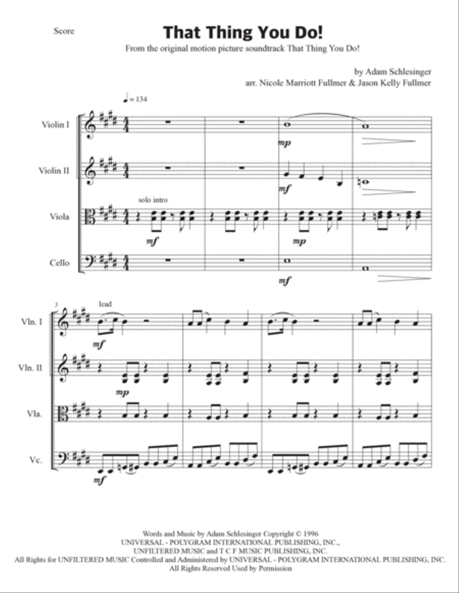 That Thing You Do! String Quartet scores gallery preview page 2