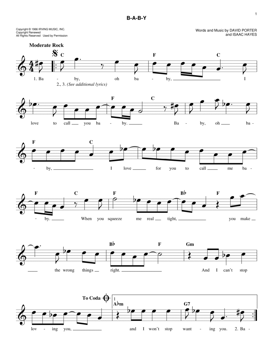 B-A-B-Y B-A-B-Y Piano scores gallery preview page 1