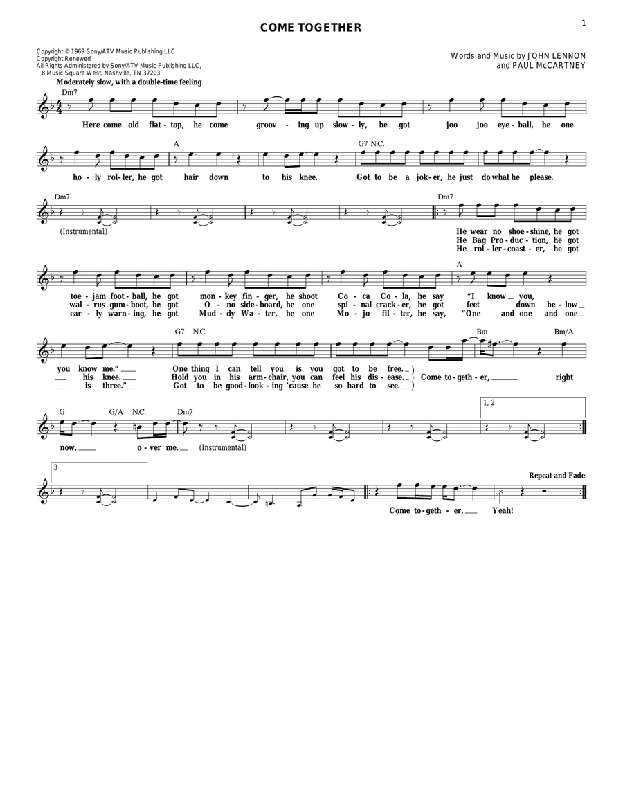 Come Together Electric Guitar scores gallery preview page 1