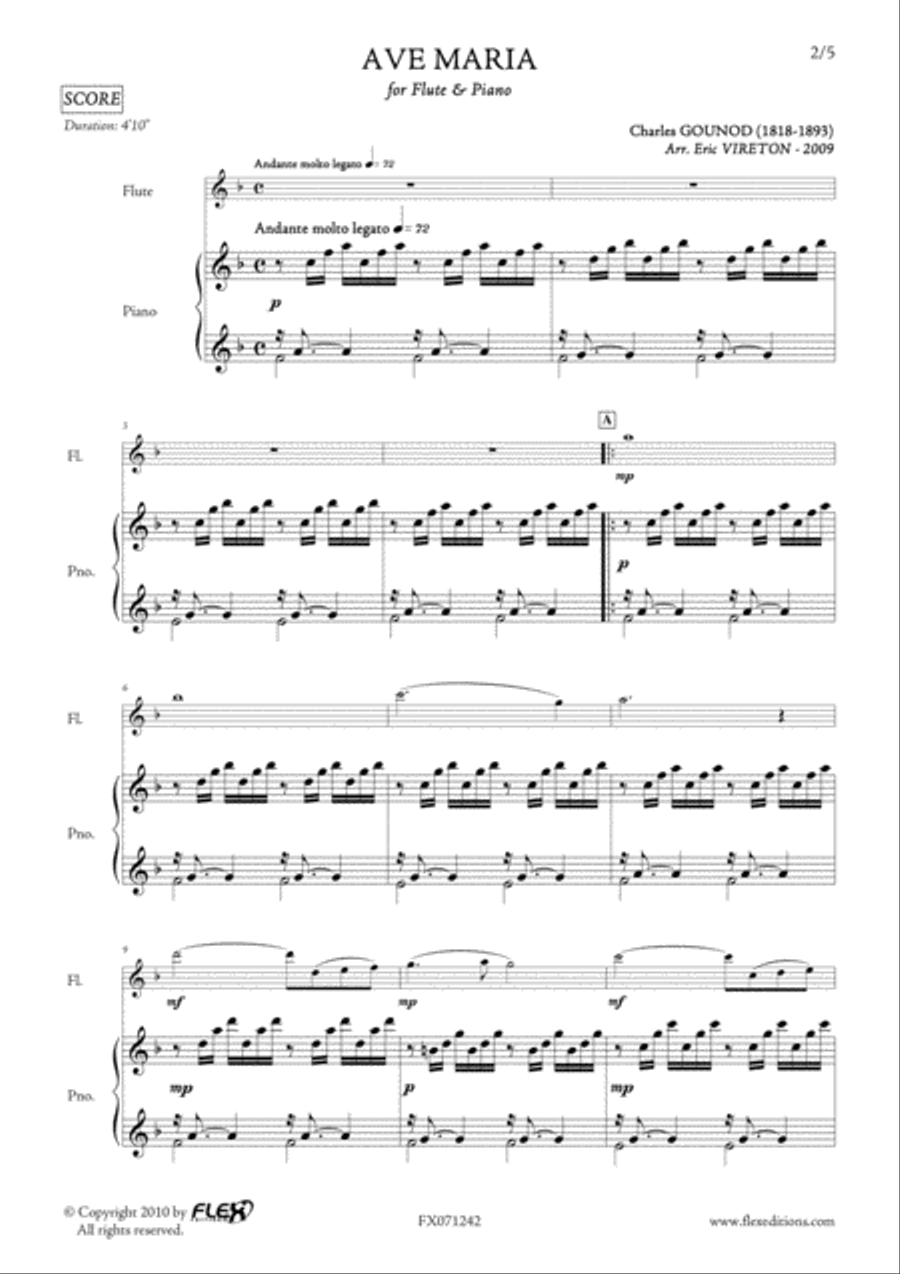 Ave Maria Flute Solo scores gallery preview page 2