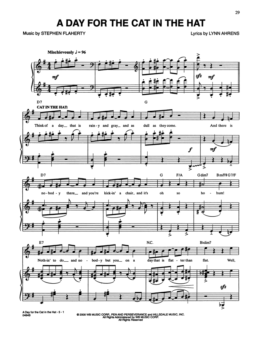 A Day For The Cat In The Hat (from Seussical The Musical) Piano, Vocal scores gallery preview page 1