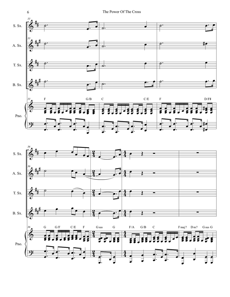 The Power Of The Cross (Oh To See The Dawn) Saxophone Quartet scores gallery preview page 6