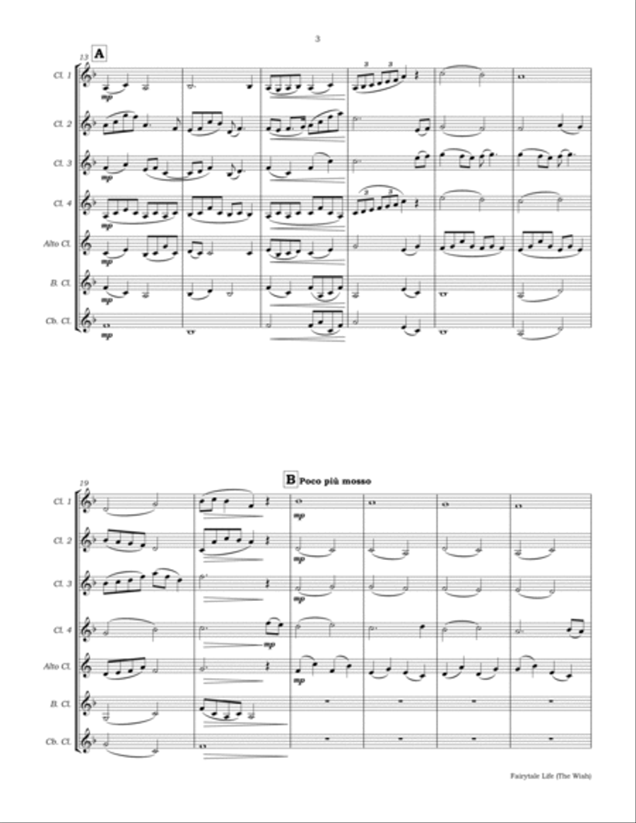 Fairytale Life (the Wish) Clarinet Choir scores gallery preview page 6
