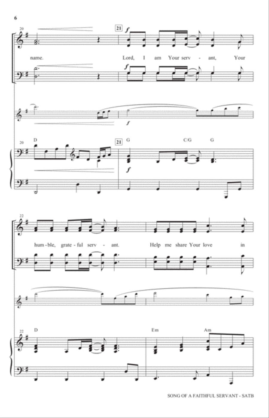 Song Of A Faithful Servant 4-Part scores gallery preview page 5