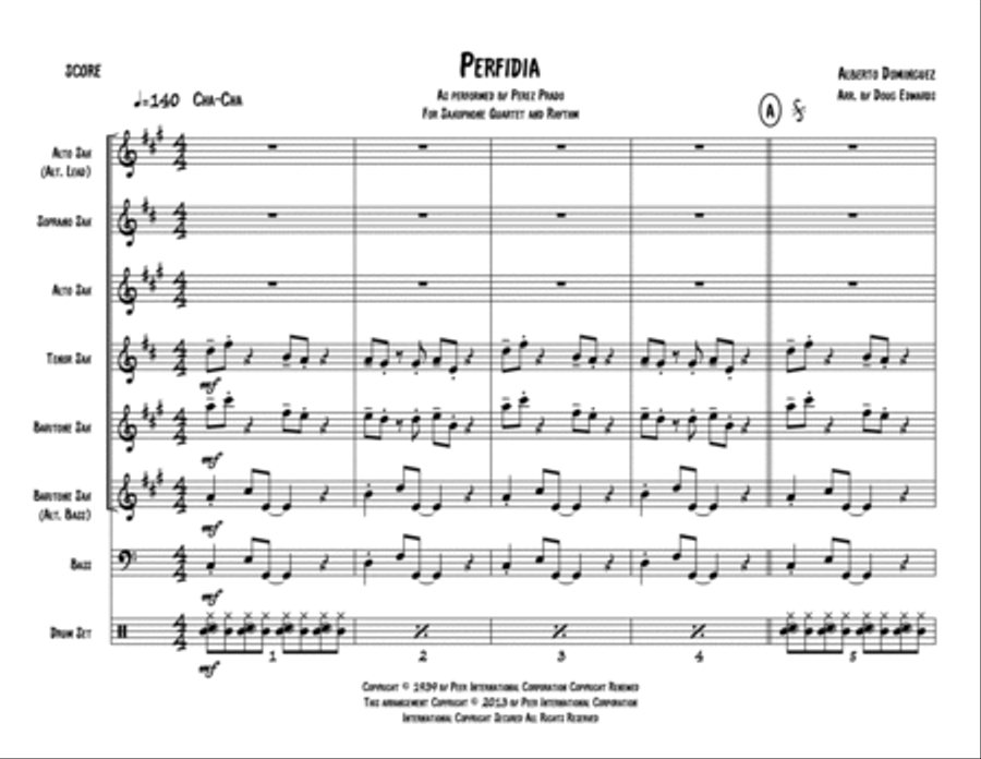 Perfidia Saxophone Quartet scores gallery preview page 2
