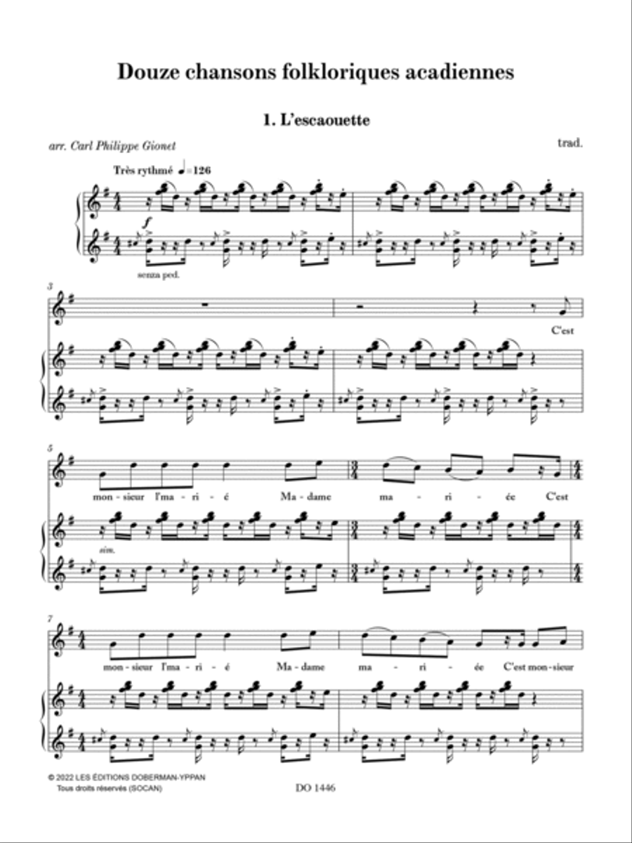 12 Chansons folkloriques acadiennes Voice Solo scores gallery preview page 2