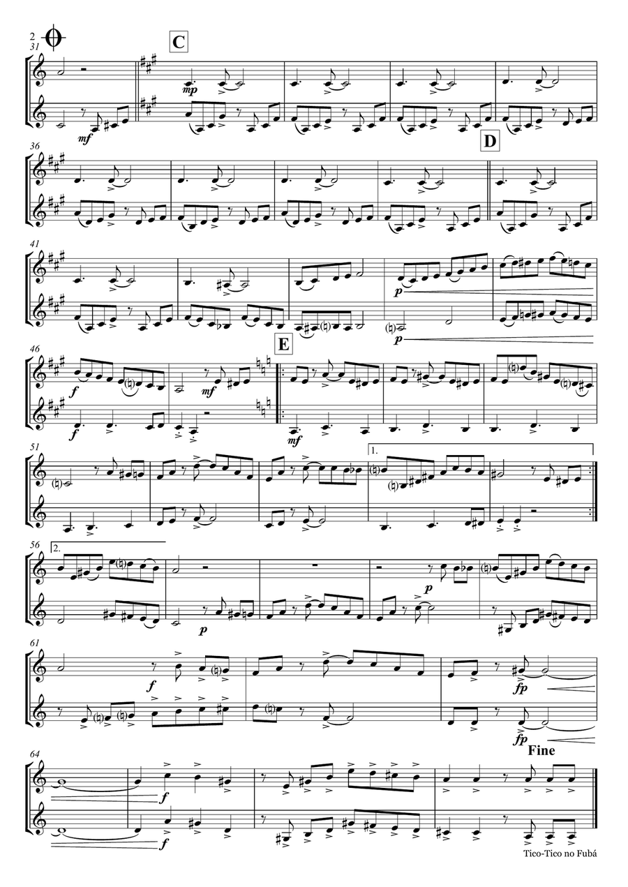 Tico-Tico no Fubá - Choro - Duet Horn Brass Duet scores gallery preview page 2