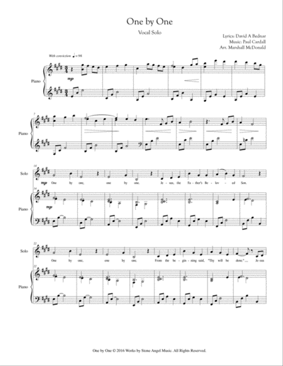 One by One - Piano and Vocal Arrangement Voice scores gallery preview page 2