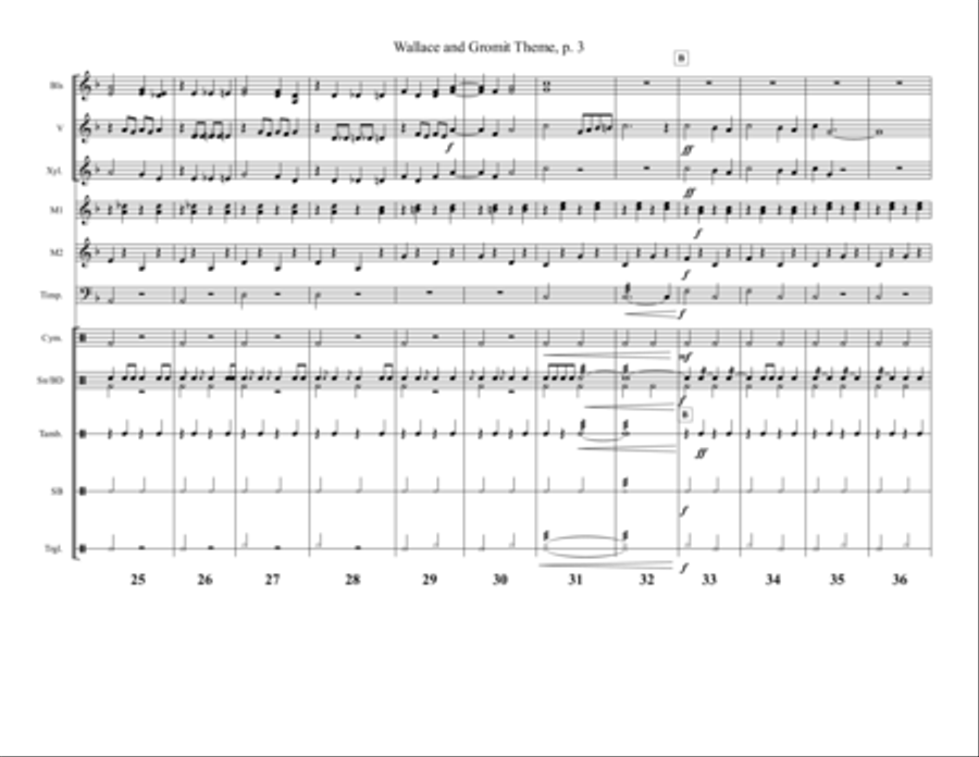Wallace And Gromit Theme Percussion Ensemble scores gallery preview page 3