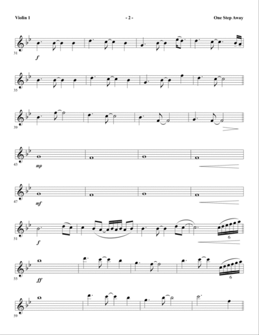 One Step Away - Violin 1 Choir scores gallery preview page 2