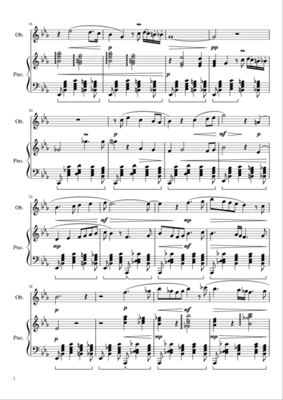 Romance Opus 81 for piano and oboe Woodwind Duet scores gallery preview page 2