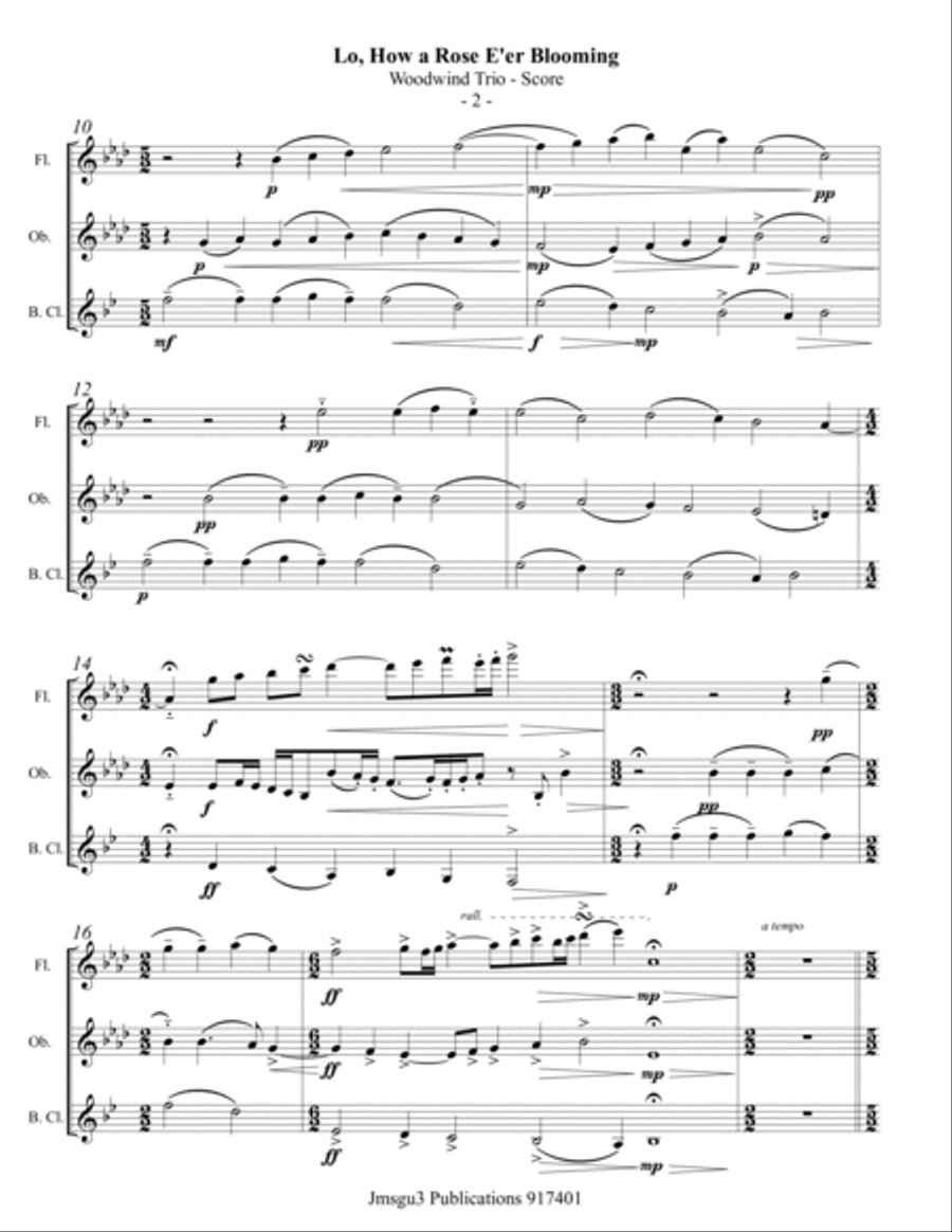 Lo, How a Rose E'er Blooming for Woodwind Trio Woodwind Trio scores gallery preview page 2