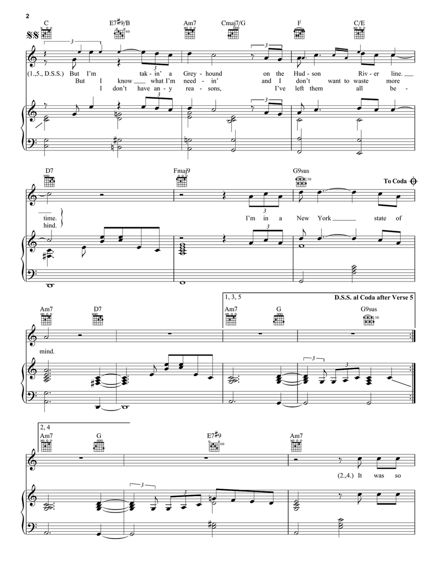 New York State Of Mind Piano, Vocal, Guitar scores gallery preview page 2