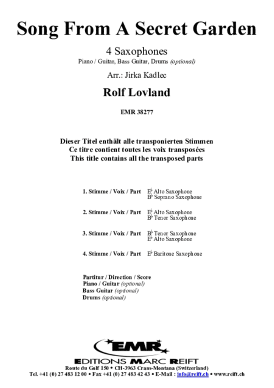 Song From A Secret Garden Saxophone Ensemble scores gallery preview page 2