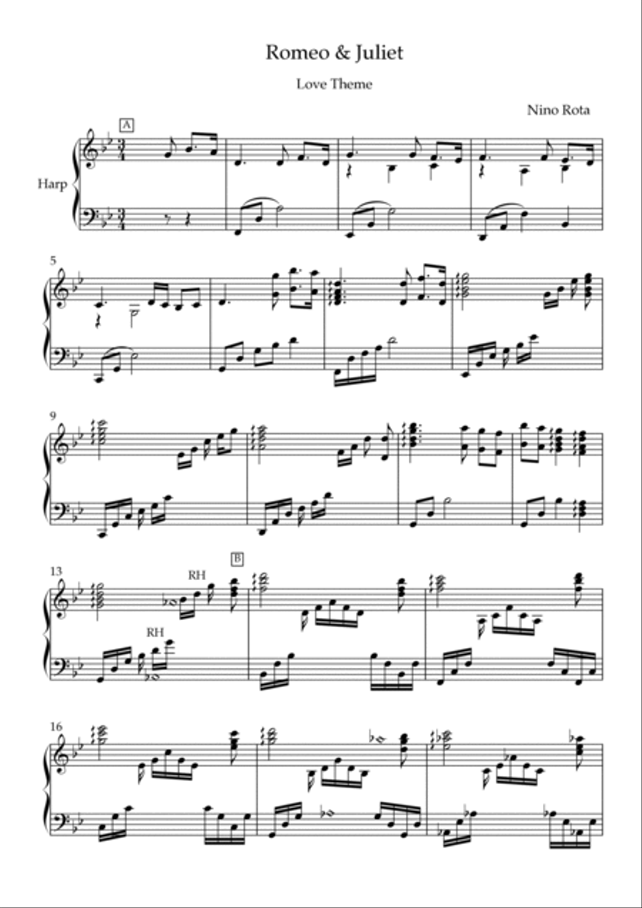 Romeo And Juliet (love Theme) Harp scores gallery preview page 2